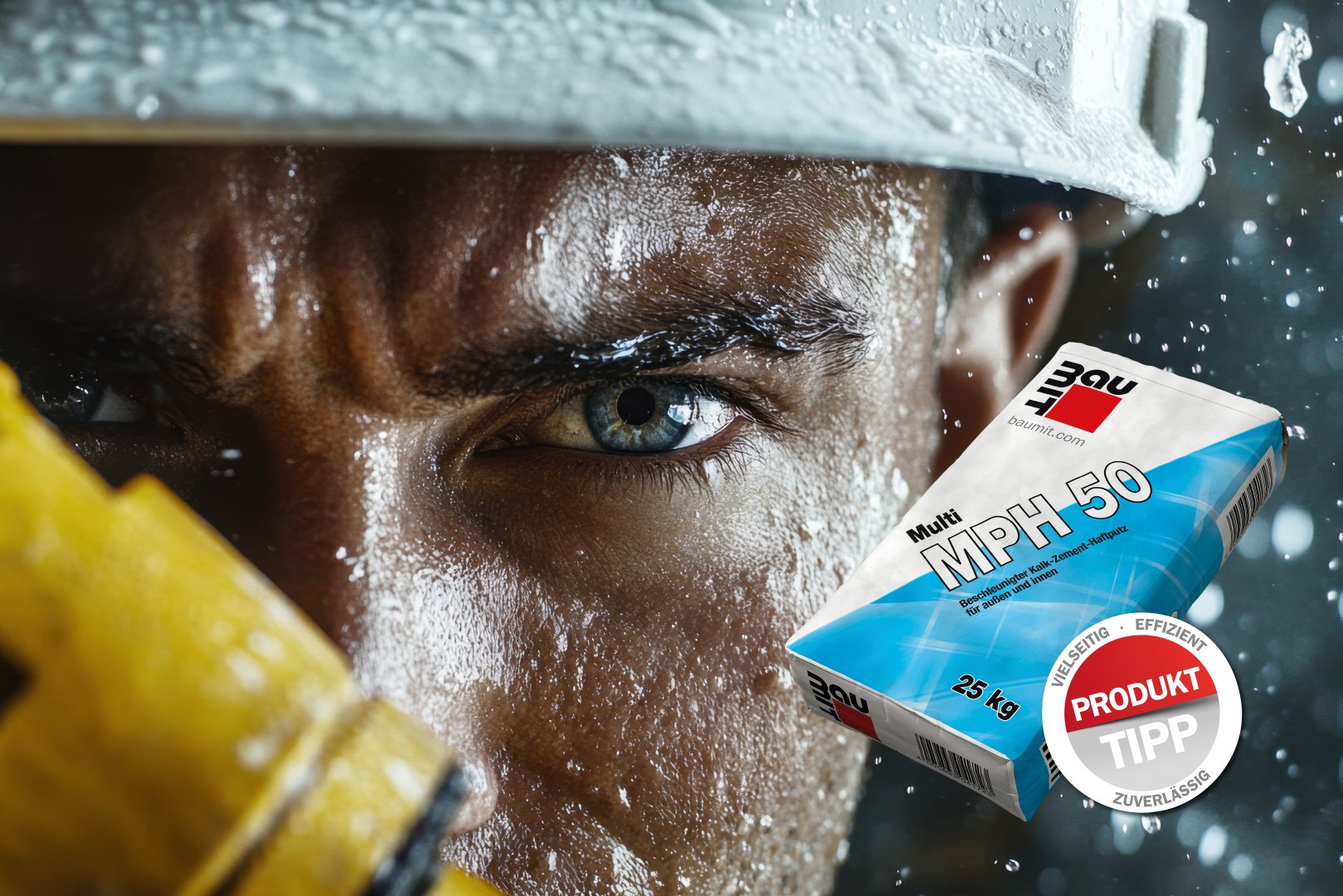 AdobeStock_1307131696©Саша_Федюк Produkttipp Multi MPH 50, Im Hintergrund ist ein Handwerker der vertieft in die Kamera schaut